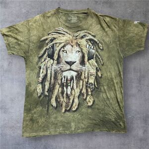 Rainforest Cafe Mountain 2011 Manimals Rasta Lion Green Dyed T-Shirt Men's 2XL
